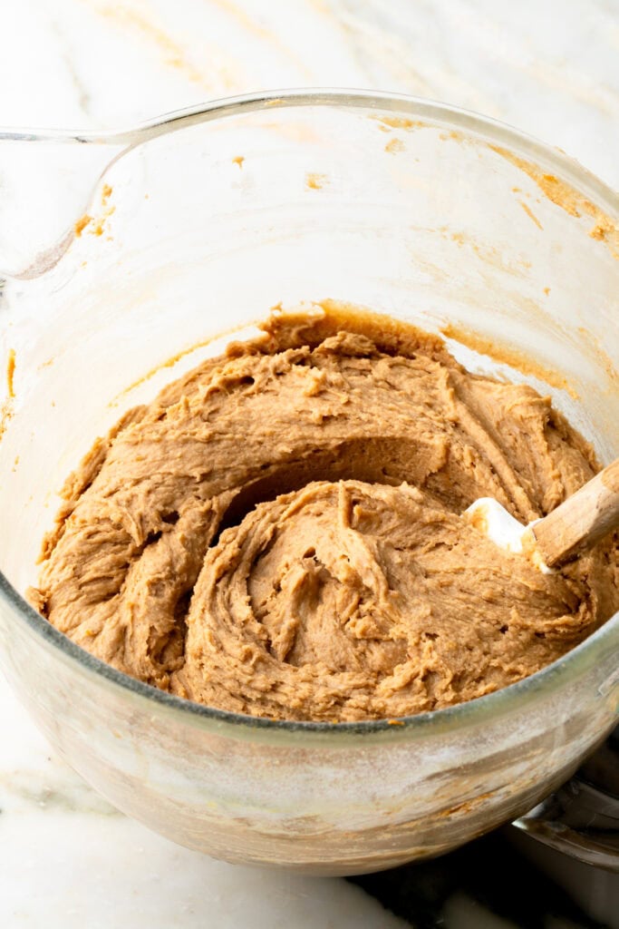 dry ingredients folded into cookie dough