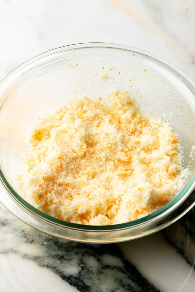 sugar and orange zest rubbed together