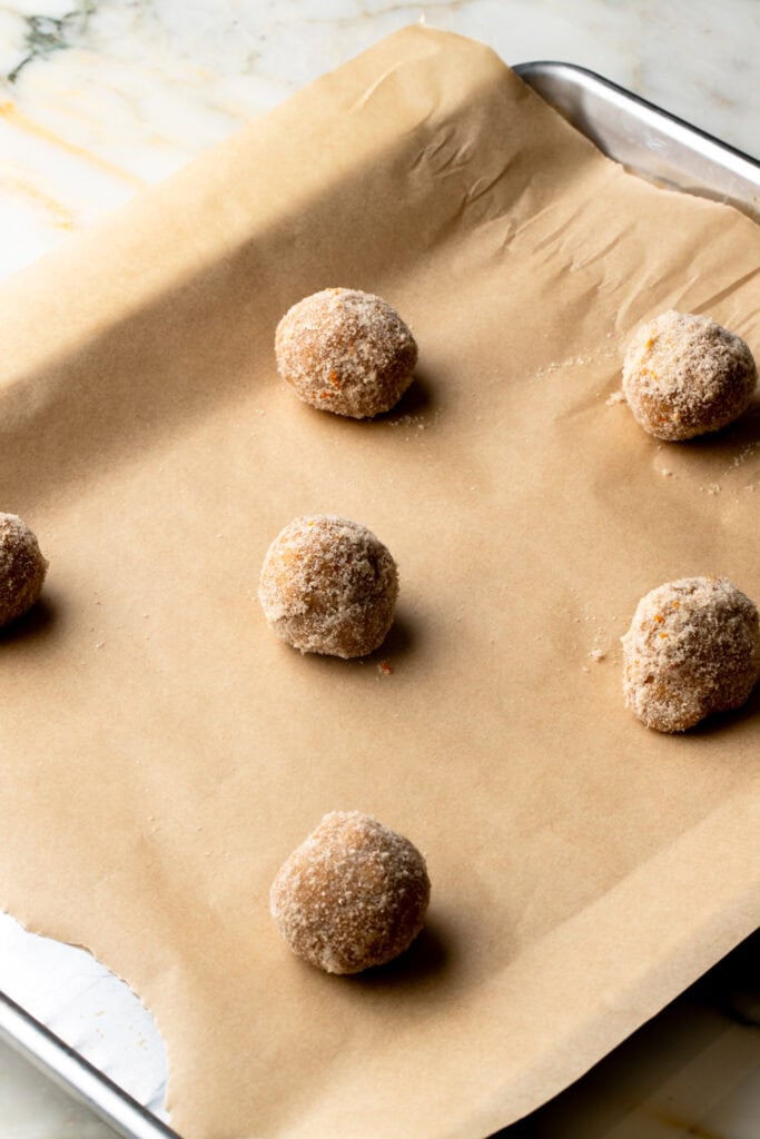 cookie dough balls ready to bake