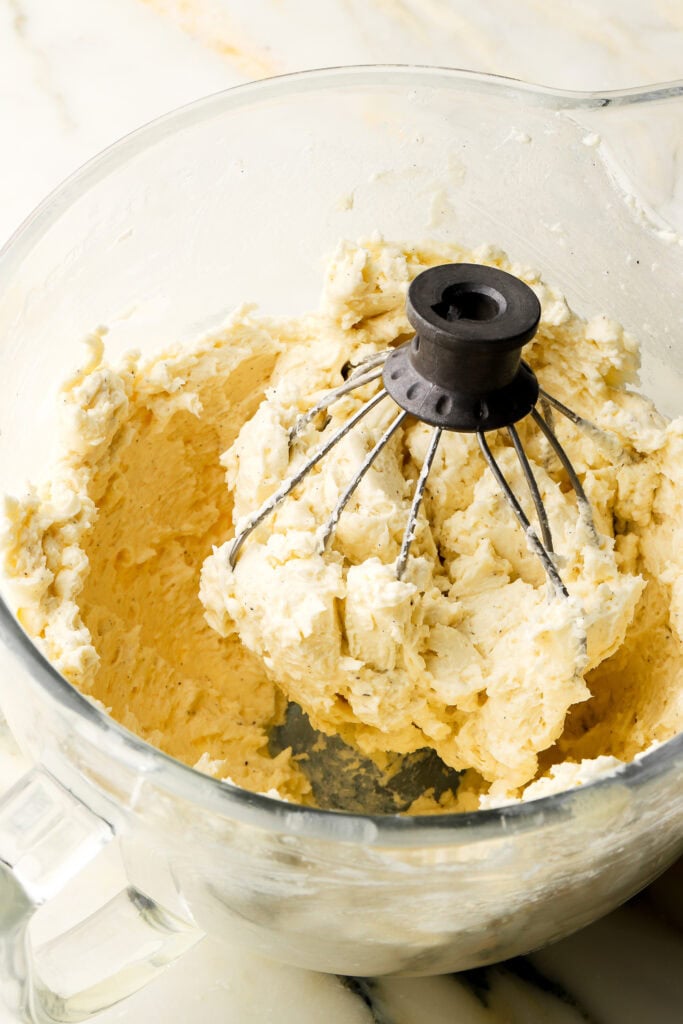 eggs and sour cream mixed into dough