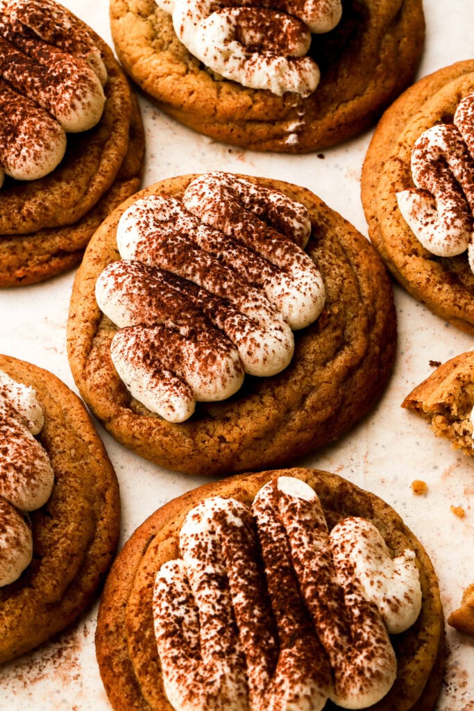 tiramisu cookies dusted with cocoa powder