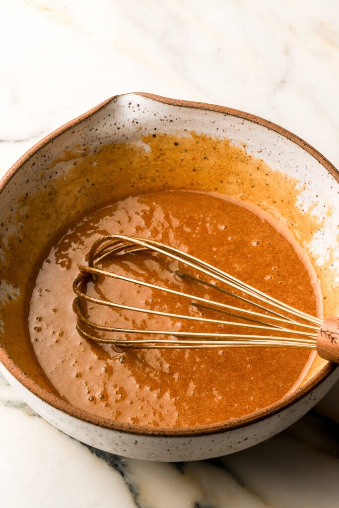 wet ingredients whisked together