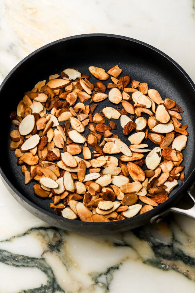 almonds toasted in a saucepan