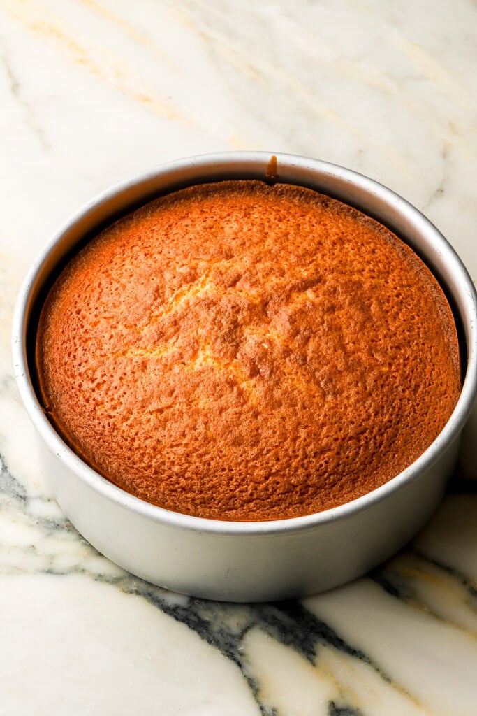 cake finished baking, still in cake pan