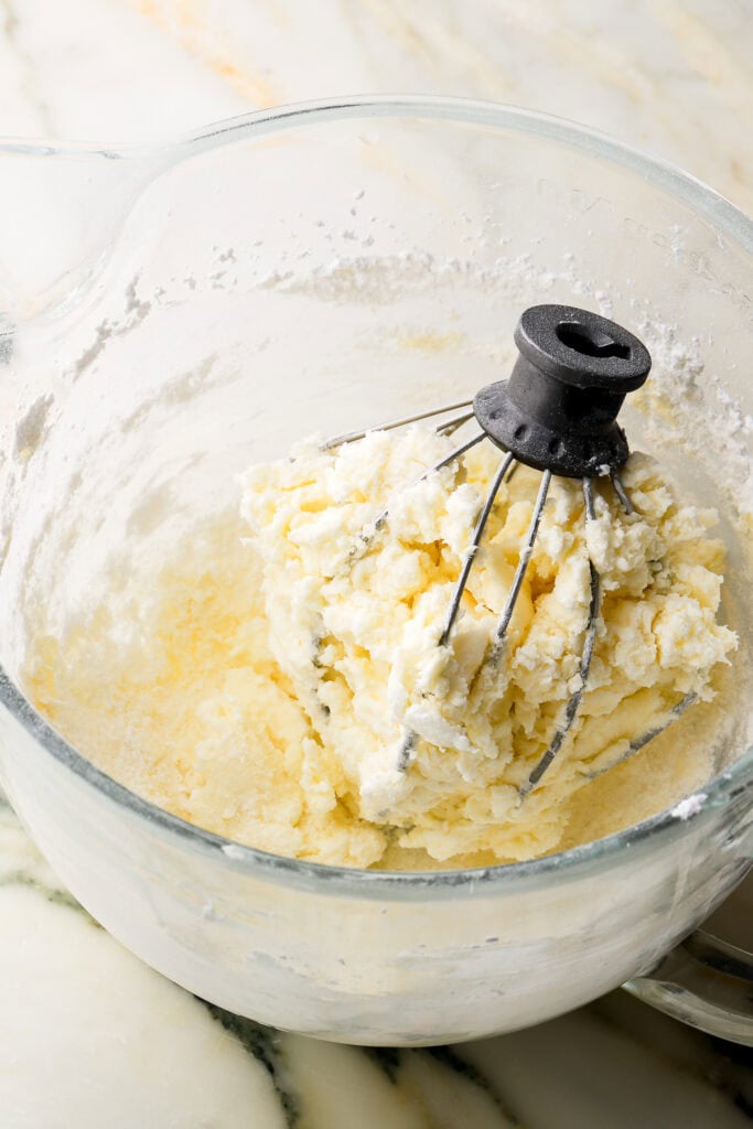 powdered sugar mixed into butter just until combined