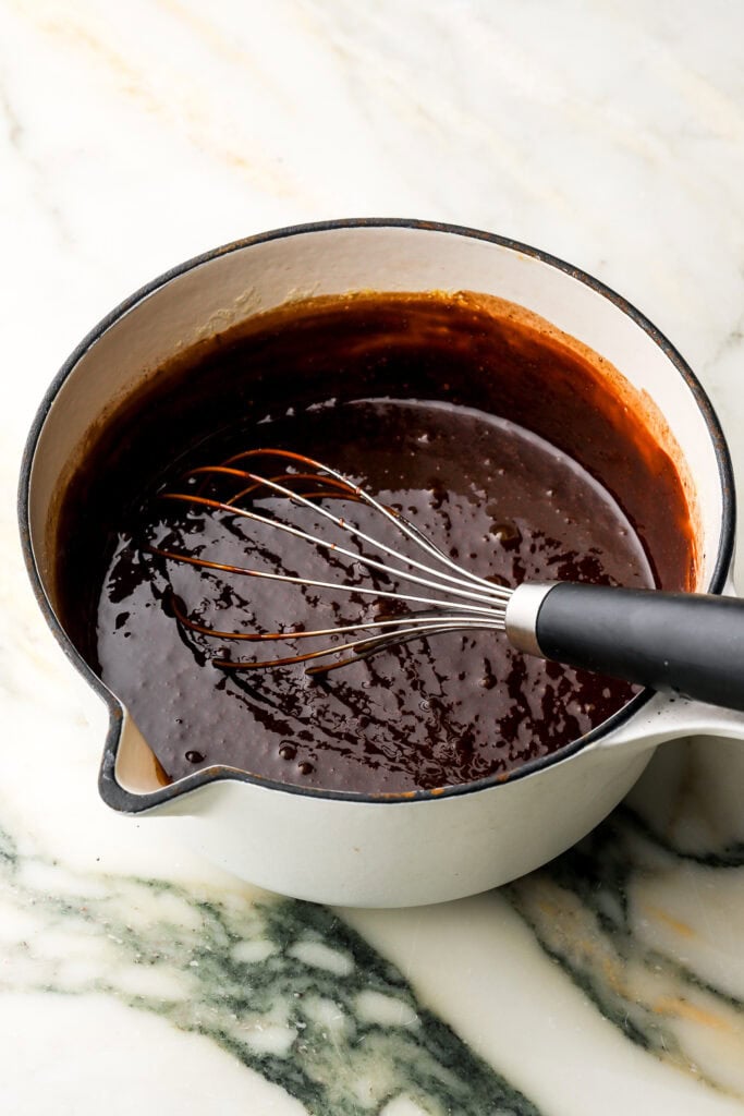 chocolate egg mixture whisked together until melted