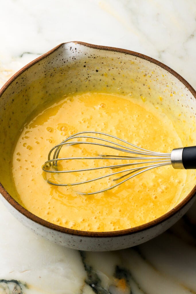 lemon filling whisked together in a bowl