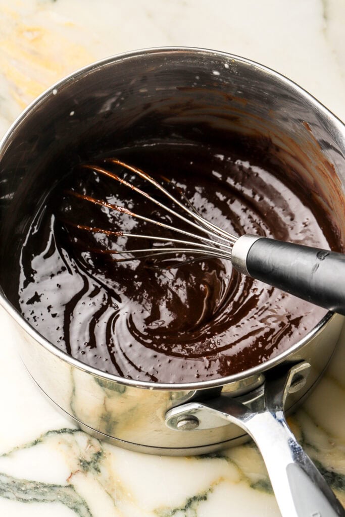 chocolate and egg yolk mixture cooked until melted