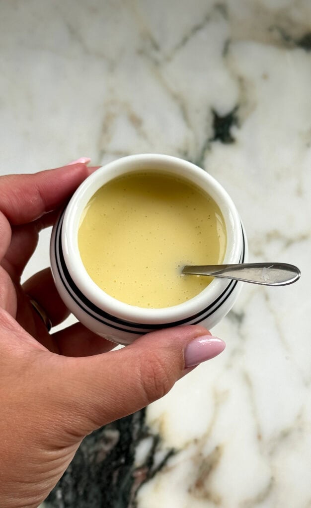 gelatin combined with a little pastry cream in a small bowl