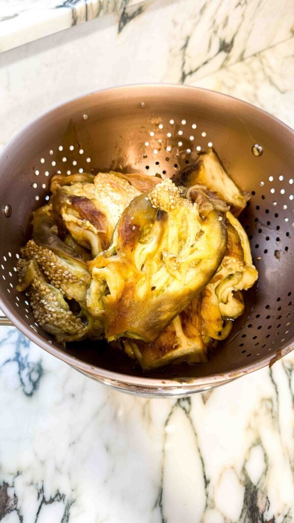 eggplants peeled and cleaned