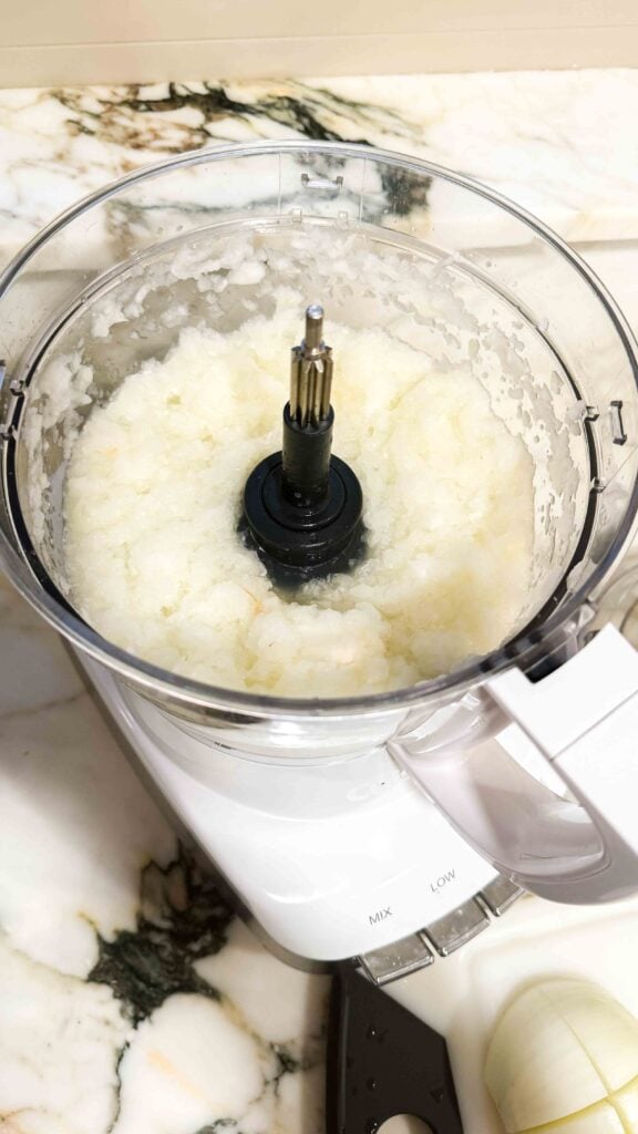 onions pulsed in food processor