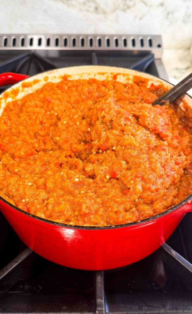 zacusca mixed together before adding in the beans